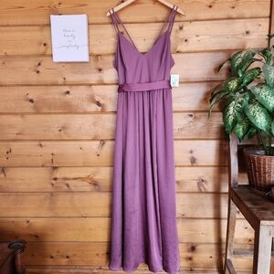 David's Bridal NWT F20346 Chianti Charmeuse Satin Maxi‎ Bridesmaid Dress Size 14